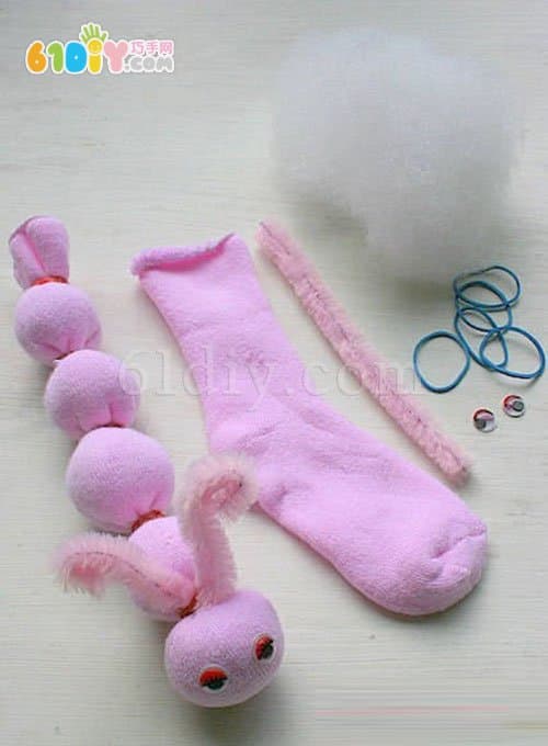 儿童DIY 袜子毛毛虫手工制作