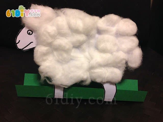 棉花团立体小羊手工