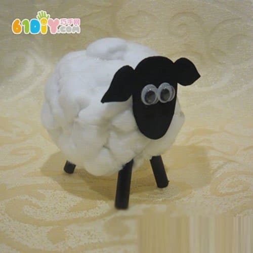 报纸团棉花团DIY制作小绵羊