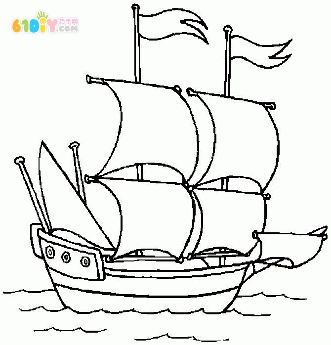 船的简笔画和填色图