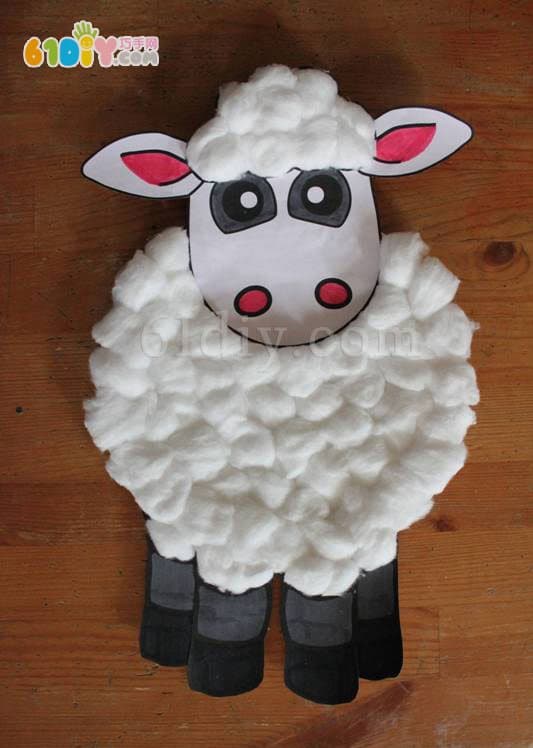 儿童手工制作纸盘棉花小羊