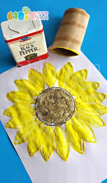 儿童绘画 利用卷纸芯画向日葵
