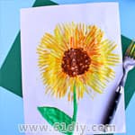 儿童绘画 用叉子画向日葵