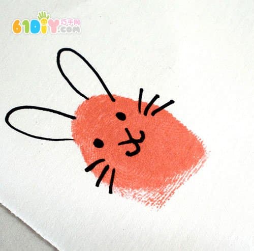 复活节贺卡 指印画兔子和小鸡