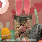 玻璃瓶制作兔子糖果罐