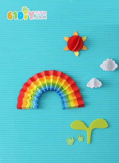 立体贴画手工：彩虹、云朵、太阳