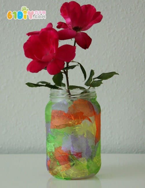 废瓶子利用制作搓纸花瓶