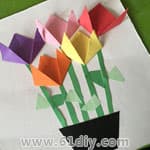 折纸贴画 美丽的郁金香花盆