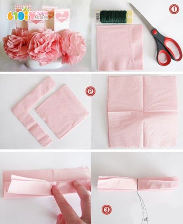 怎样用彩色纸巾制作装饰花