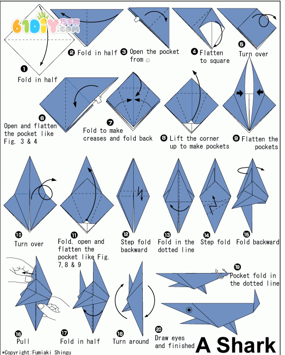 鲨鱼折纸教程