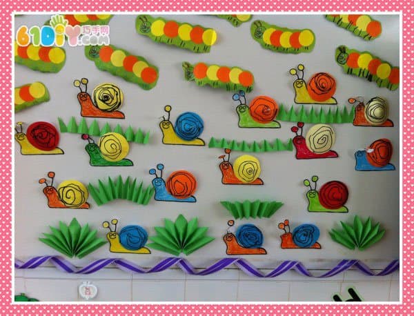 幼儿园墙面布置 春天的毛毛虫和蜗牛