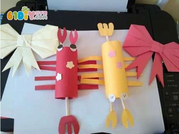 卷纸芯制作小动物 可爱的大龙虾