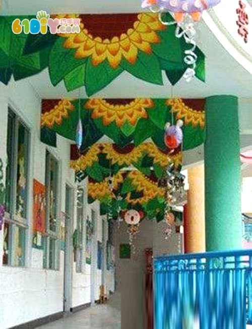 幼儿园走廊布置图片 向日葵