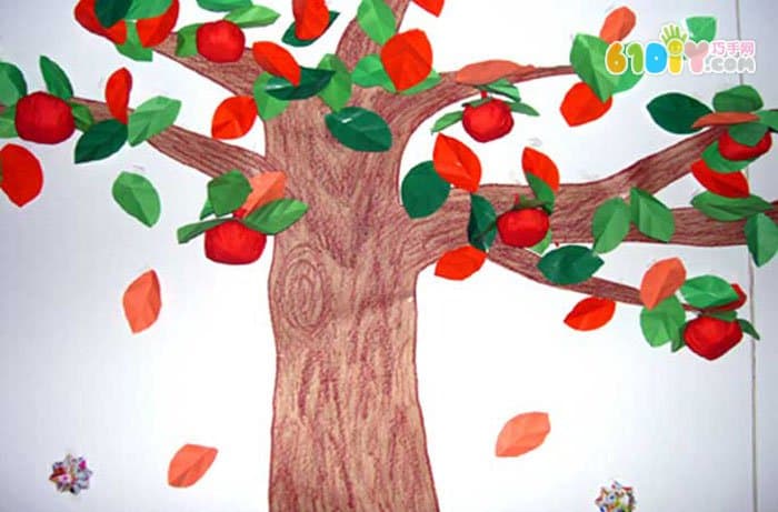 幼儿园秋天的苹果树布置图片