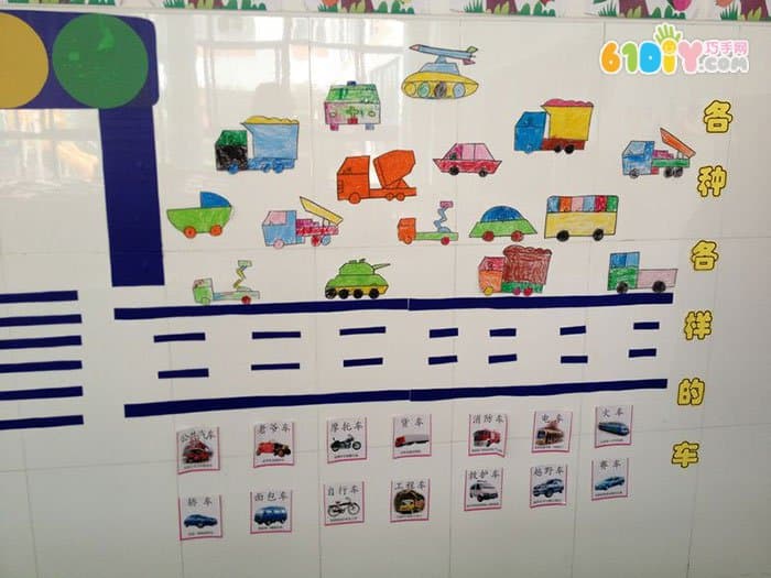 幼儿园汽车主题墙 各种各样的车