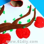 儿童DIY制作 卷纸筒印苹果树