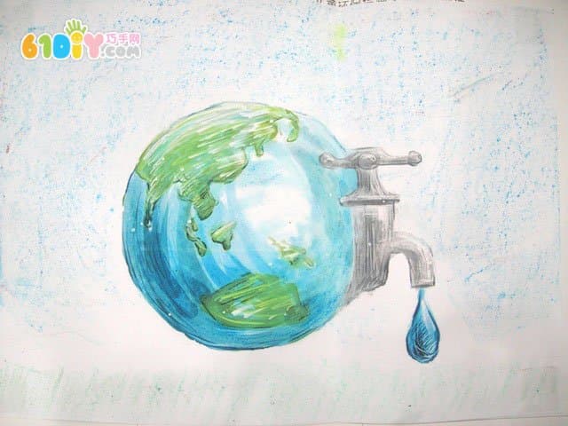 节约用水主题儿童画作品图片_巧巧手幼儿手工网