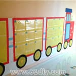 幼儿园作品墙图片 小火车