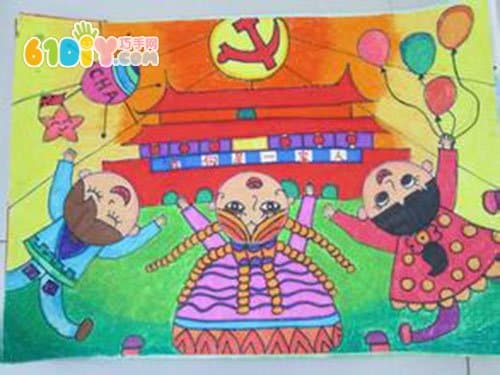国庆节民族团结儿童画作品_巧巧手幼儿手工网