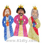 三个国王剪纸涂色手工
