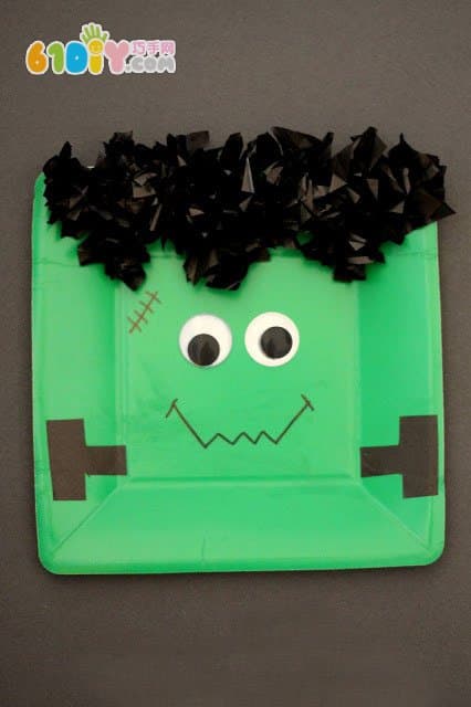 万圣节儿童手工 纸盘DIY制作绿人怪