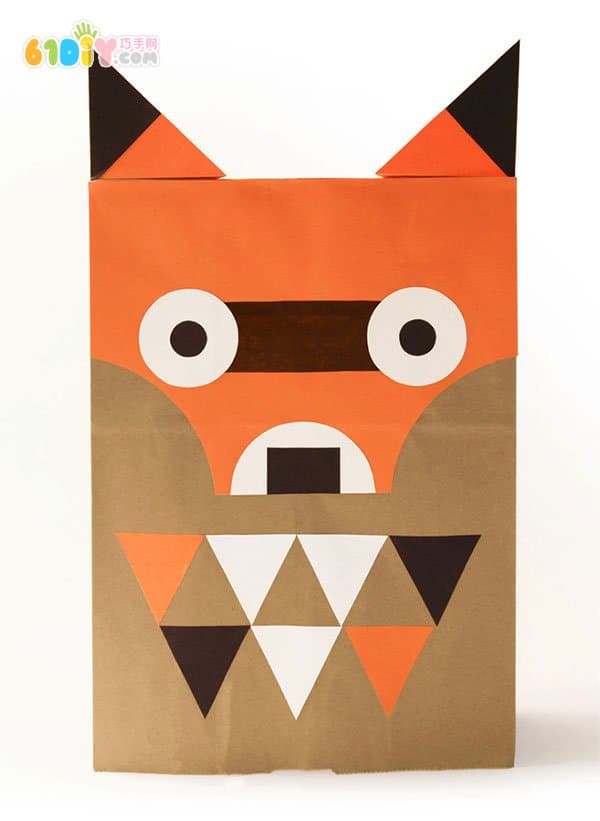 万圣节装扮道具 纸袋小狐狸制作