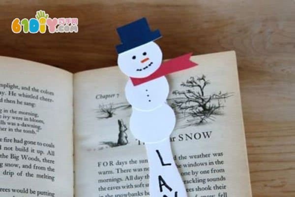 儿童雪糕棒手工 可爱的雪人书签DIY