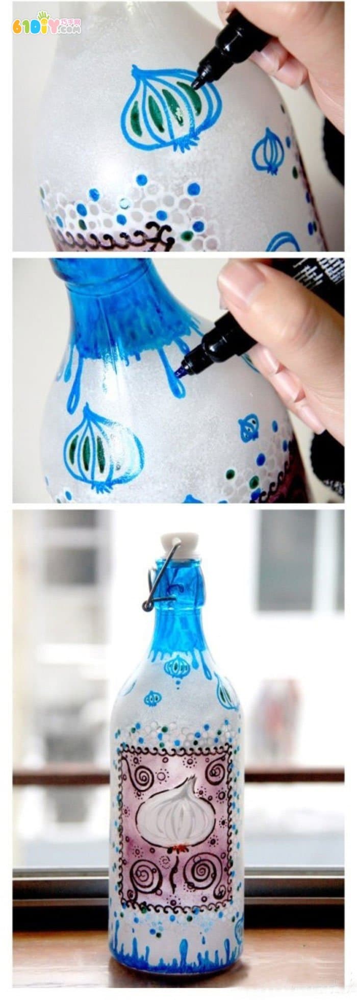 玻璃瓶子涂鸦手工