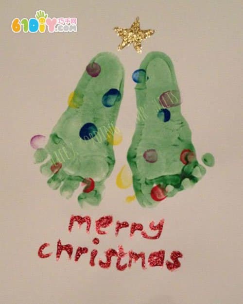 圣诞节手工 5款脚印画圣诞树