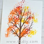儿童创意画 用泡泡膜画秋天的树