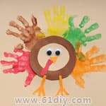 儿童手工 感恩节手印画火鸡