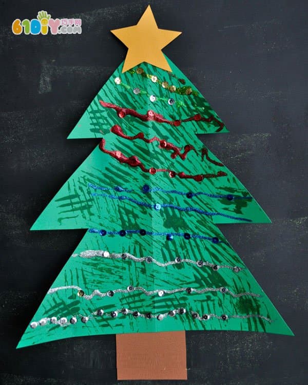 叉子涂鸦手工 创意圣诞树