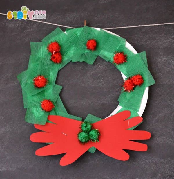 儿童纸盘手工制作圣诞节花环