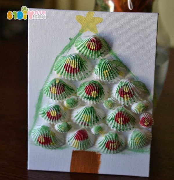 儿童贴画手工 贝壳圣诞树