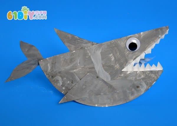 儿童纸盘动物手工 大鲨鱼