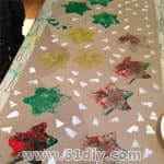 儿童DIY海绵印章圣诞星礼物包装纸