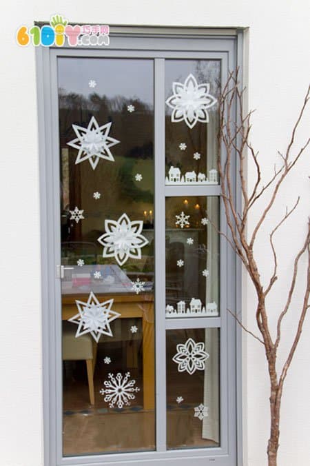 圣诞节门布置 漂亮的立体雪花
