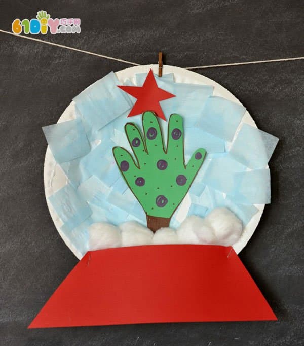 圣诞节制作 纸盘DIY漂亮的雪球挂饰