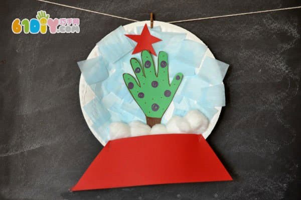 圣诞节制作 纸盘DIY漂亮的雪球挂饰