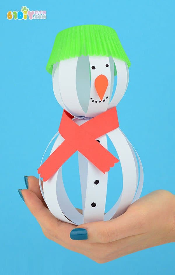 儿童手工制作 纸球变雪人