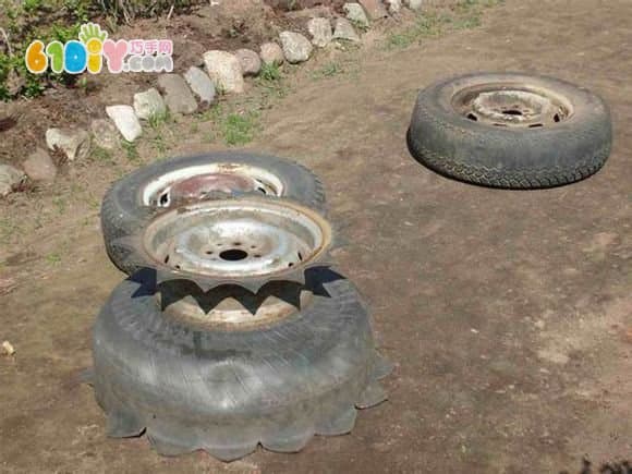 利用旧轮胎制作大型花盆