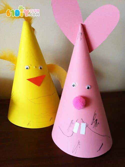 复活节儿童手工 兔子和小鸡帽子