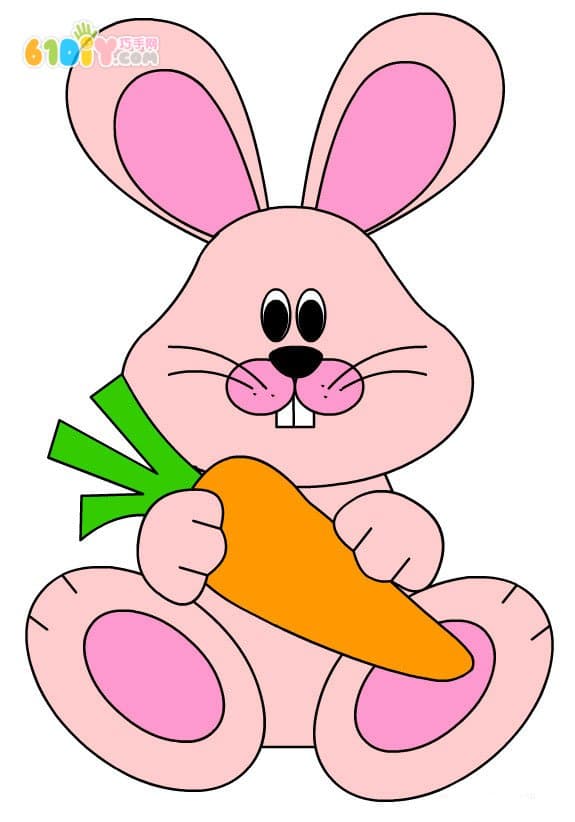 复活节卡通兔子填色拼贴图