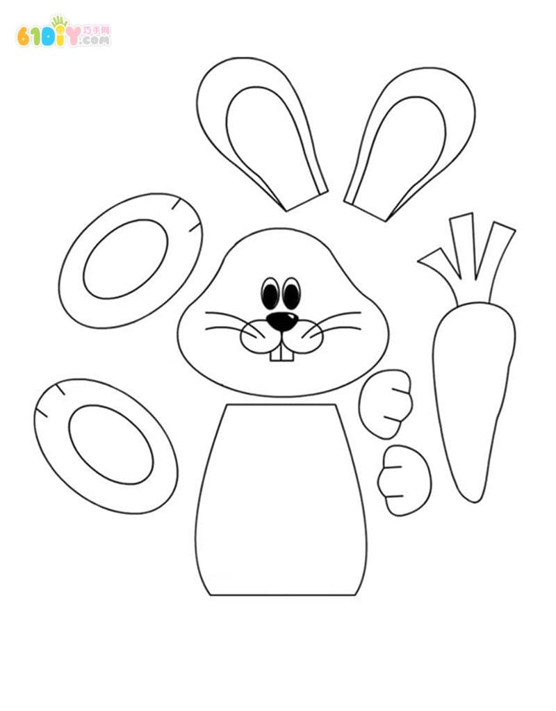 复活节卡通兔子填色拼贴图