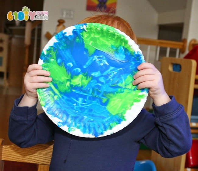 地球日手工 纸盘制作美丽的地球