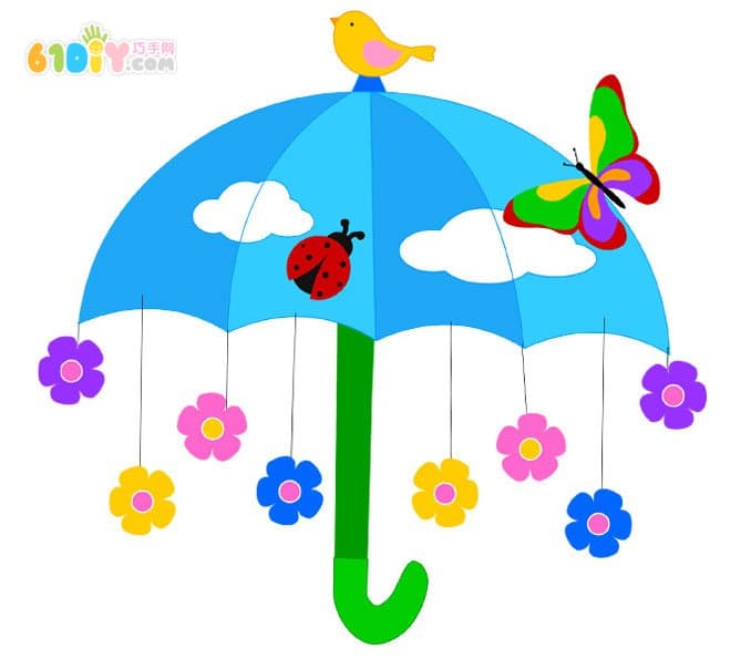 儿童手工 春天的花雨伞