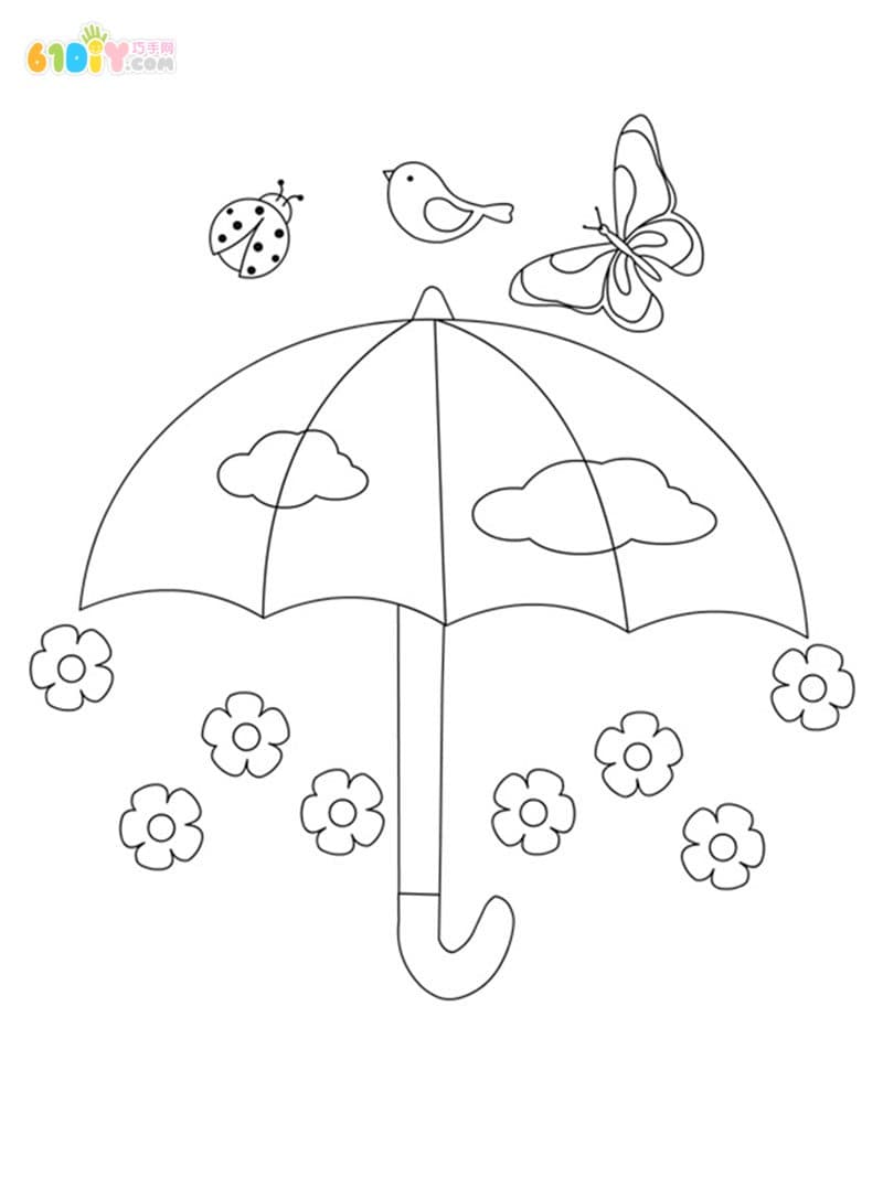 儿童手工 春天的花雨伞