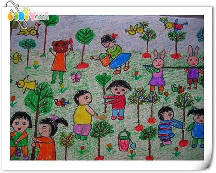 保护地球节约资源儿童画