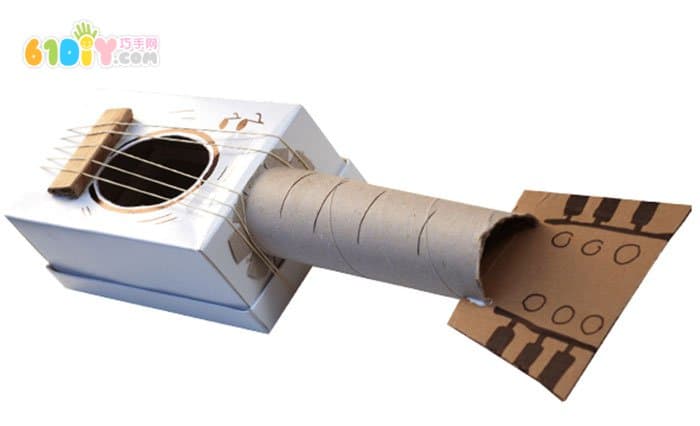 儿童创意DIY 废纸盒纸筒制作吉它