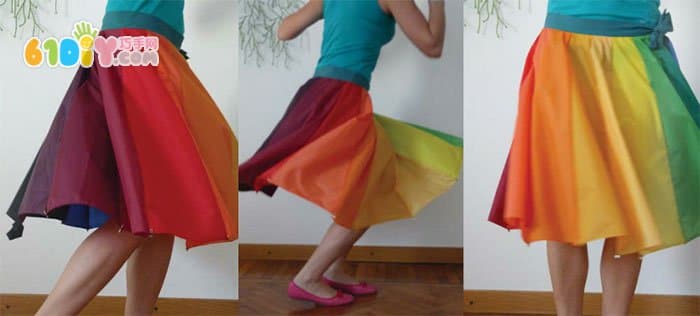 旧雨伞环保衣 漂亮的彩虹裙